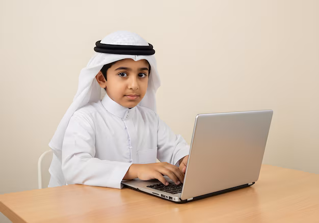 Boy in a part-time Hifz program memorizing Quran at home